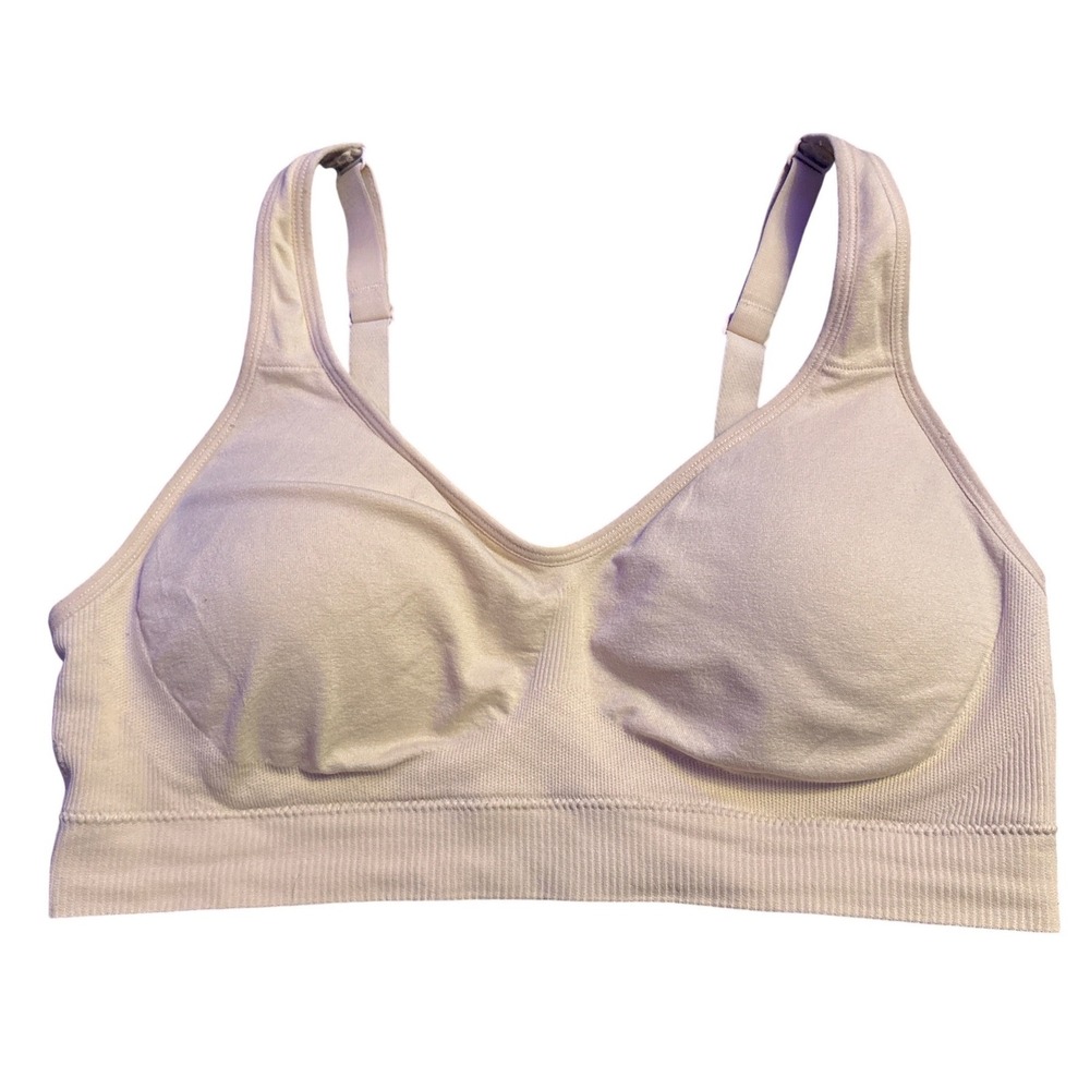 SERRA Women's Nude Beige Seamless Wireless Comfort Bra Adjustable Straps M
